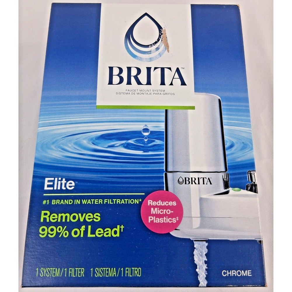 Brita Elite Faucet Mount‎ Water Filter System Chrome 1 System 1 Filter NEW